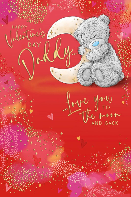 Bear Hugging Moon Daddy Valentine's Day Card