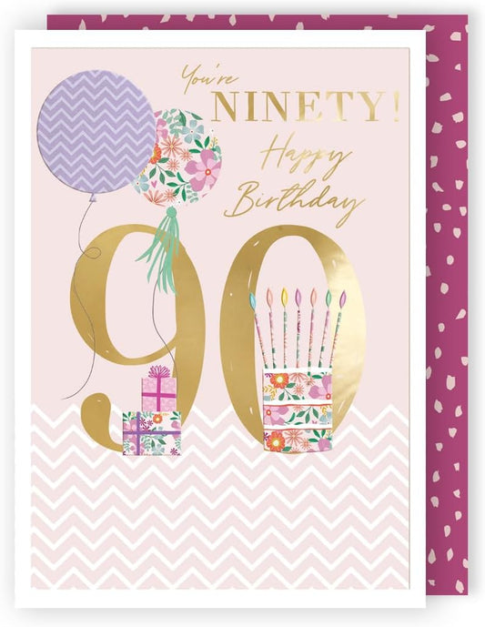 Sparkle Ninety! For Her Contemporary 90th Birthday Card