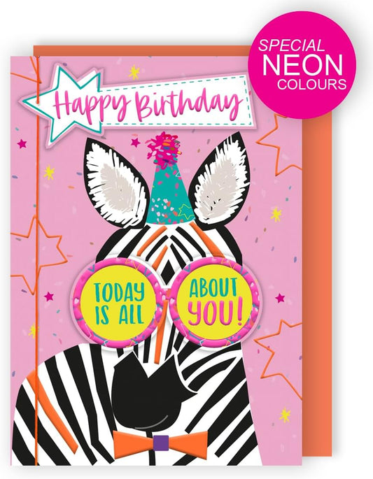 Today Is All About You! Wild & Fun! Hand-Finished Birthday Card