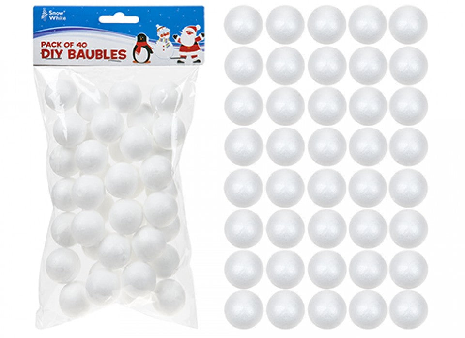 Pack of 40 2.6cm Polyfoam DIY Baubles