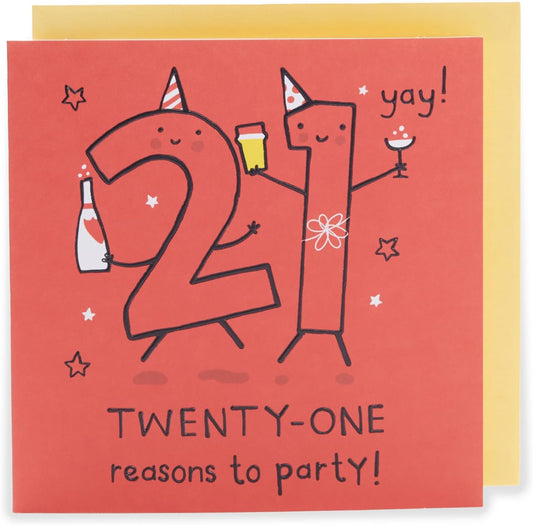 Red Design 21st Birthday Card for Him/Her/Friend