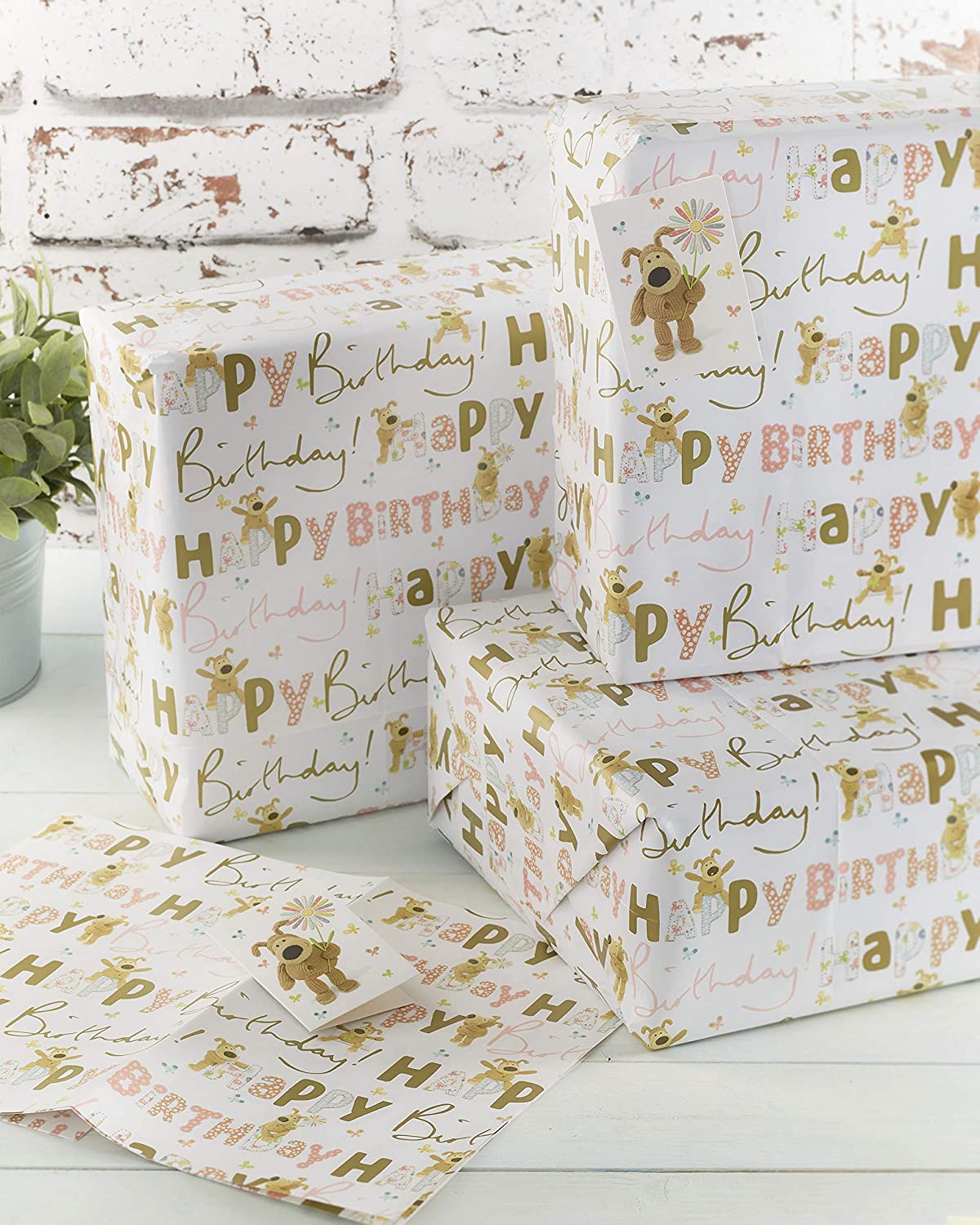 Boofle Happy Birthday Gift Wrap and Tag