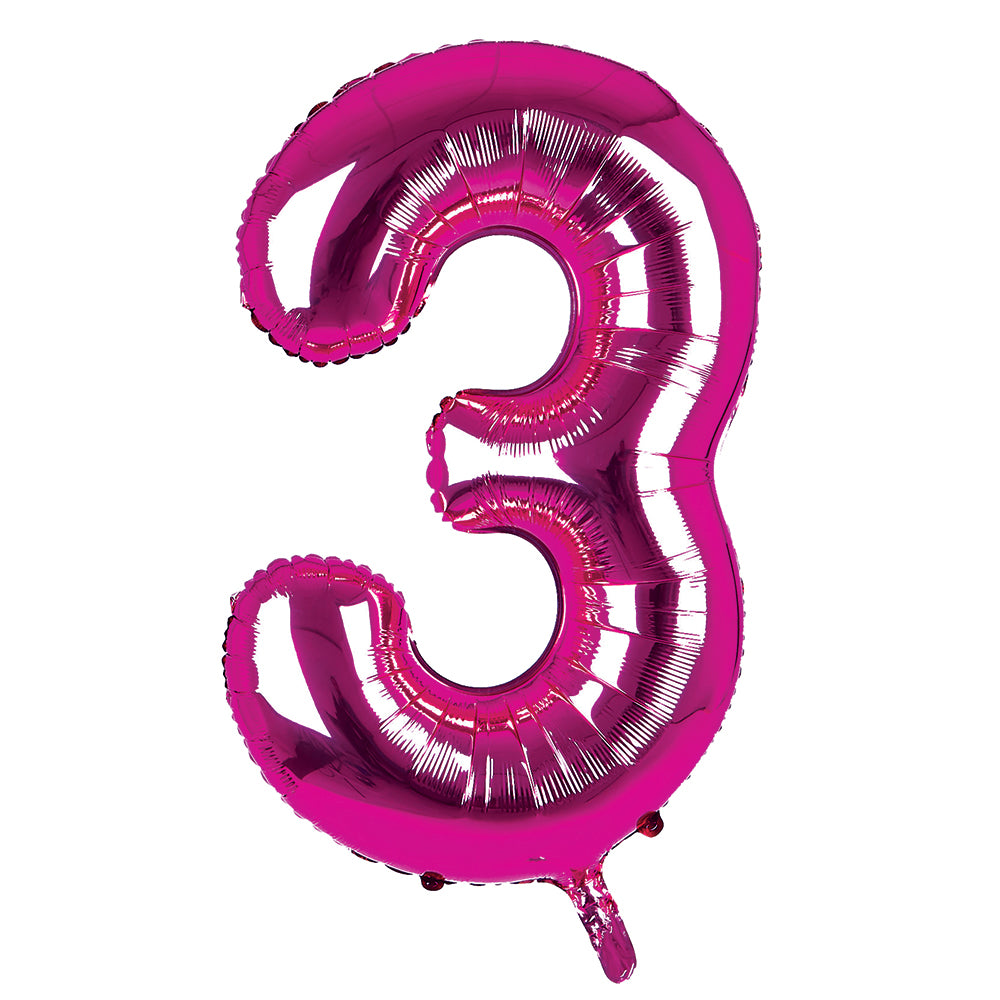 Giant Foil Dark Pink 3 Number Balloon