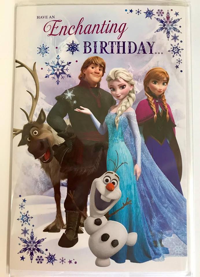 Enchanting Open Birthday New Card Disney Anna Kristoff Sven & Olaf Frozen 