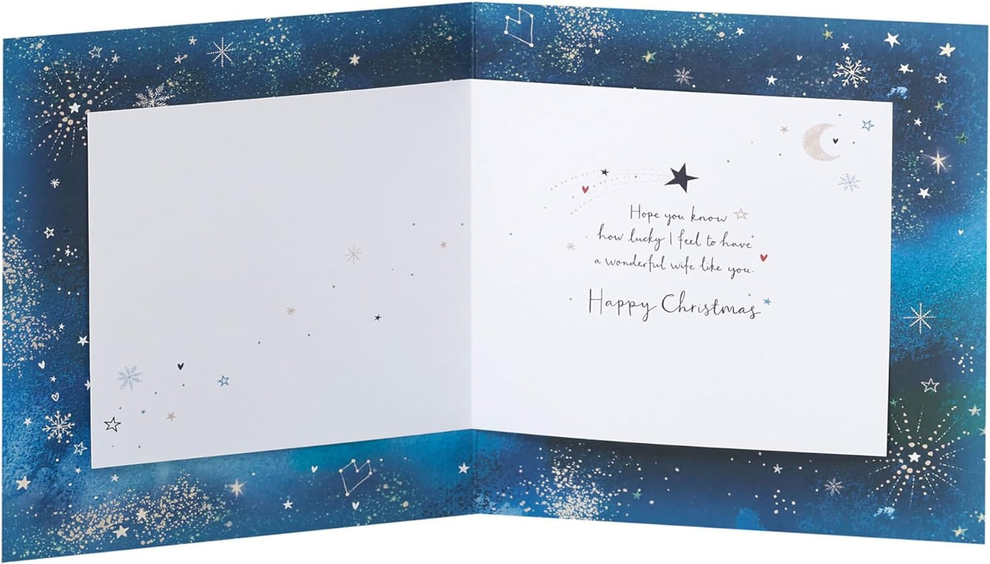 Moon Design Wife I Love You Christmas Card