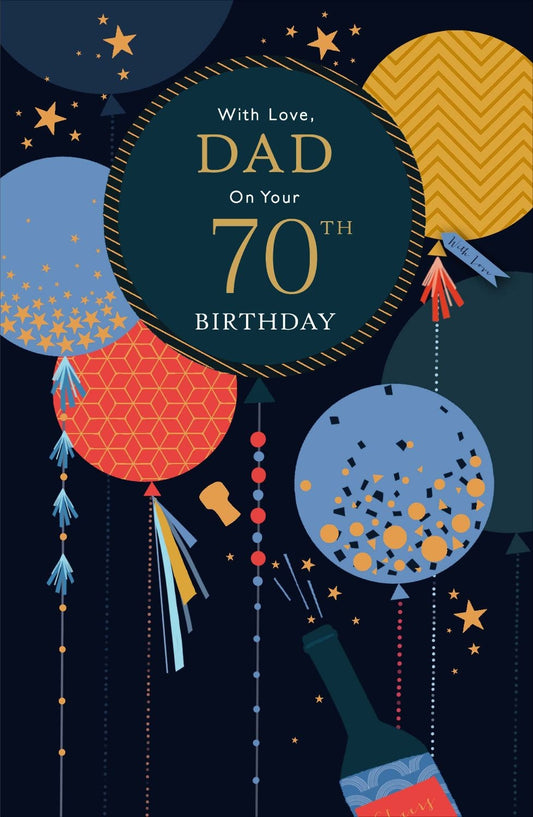 Elegant Balloons Dad 70th Birthday Card