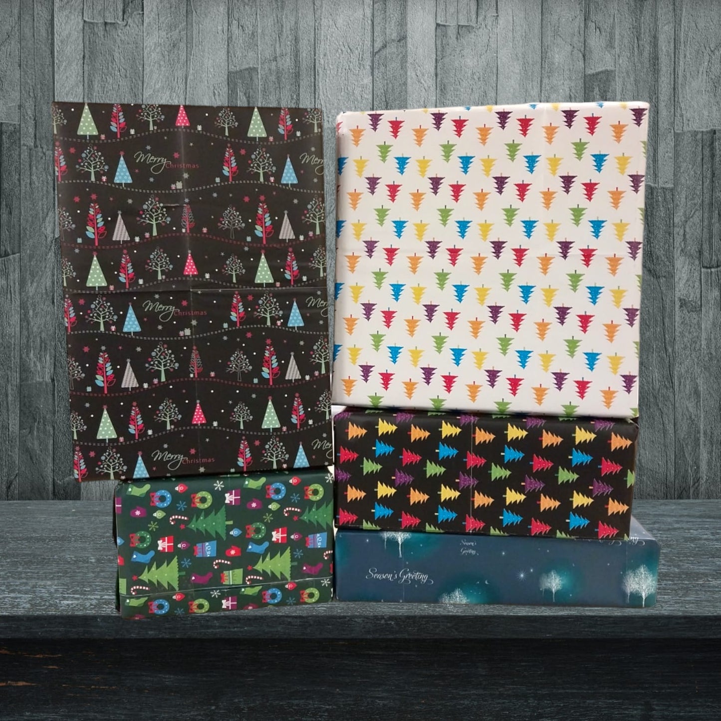 10 Sheets of Mix Designer Soft Touch Christmas Gift Wrap Wrapping Paper