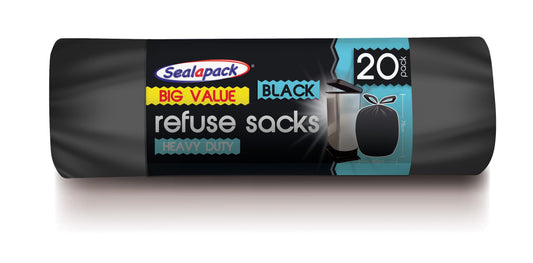 Pack of 20 Big Value Black Refuse Sacks