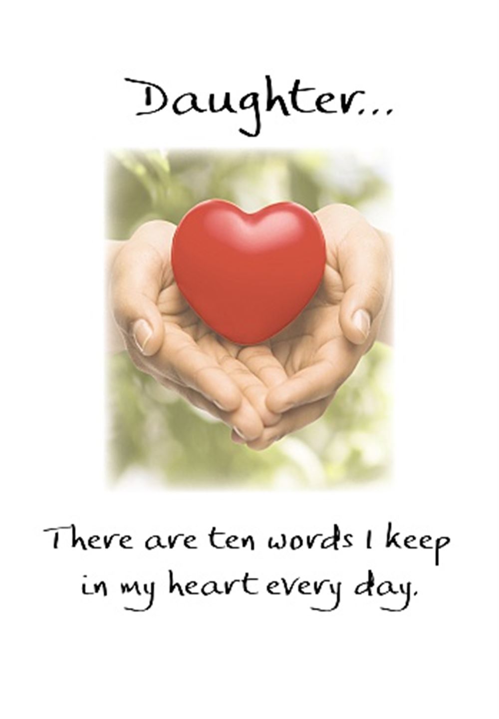 Daughter Ten Words I Keep In My Heart Sentimental Verses Keepsake Greeting Card