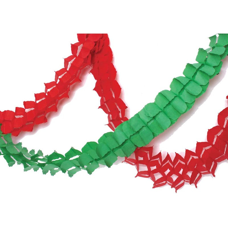 Pack of 2 3m Christmas Red and Green Paper Garlands