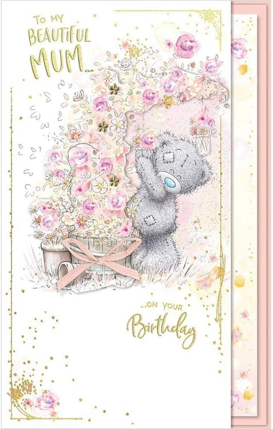 Bear Picking Flowers Beautiful Mum Birthday Card