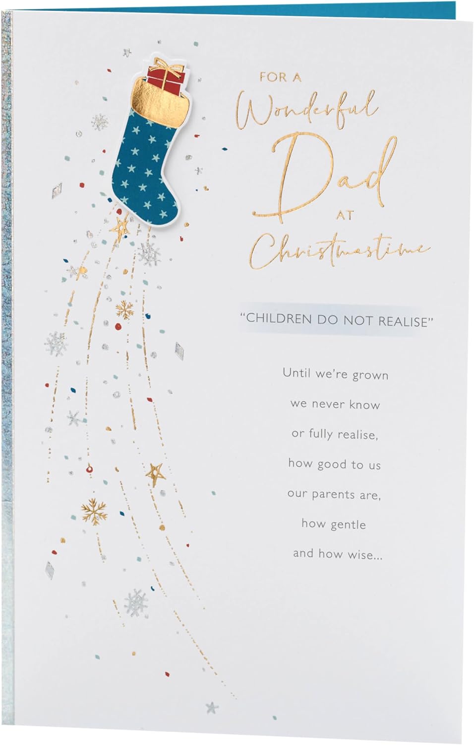 Blue Stocking Design Dad Christmas Card