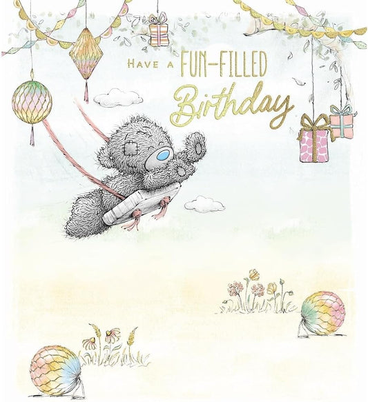 Bear On Swing Birthday Card