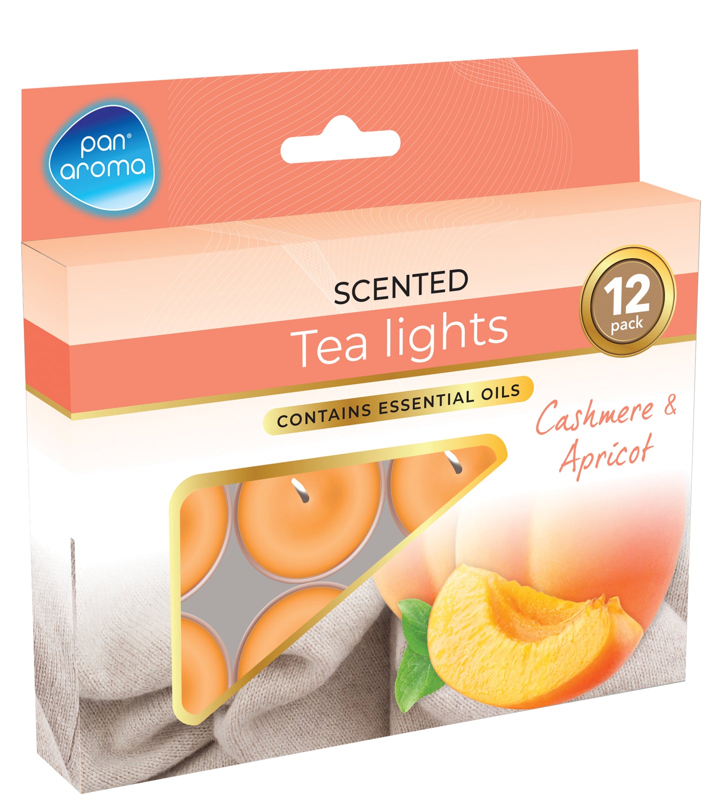 Pack of 12 Cashmere & Apricot Scented Colour Tea-Lights