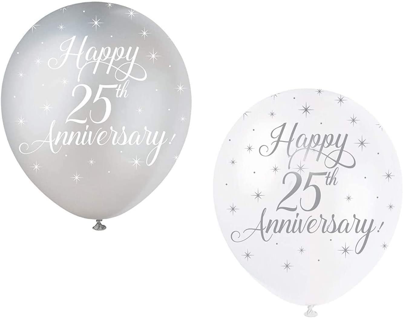 Pack of 5 Happy 25th Anniversary 12" Latex Balloons