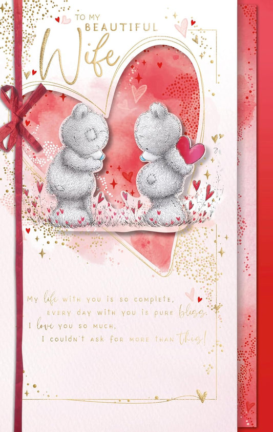 Bear With Heart Behind Back Wife Valentine's Day Card