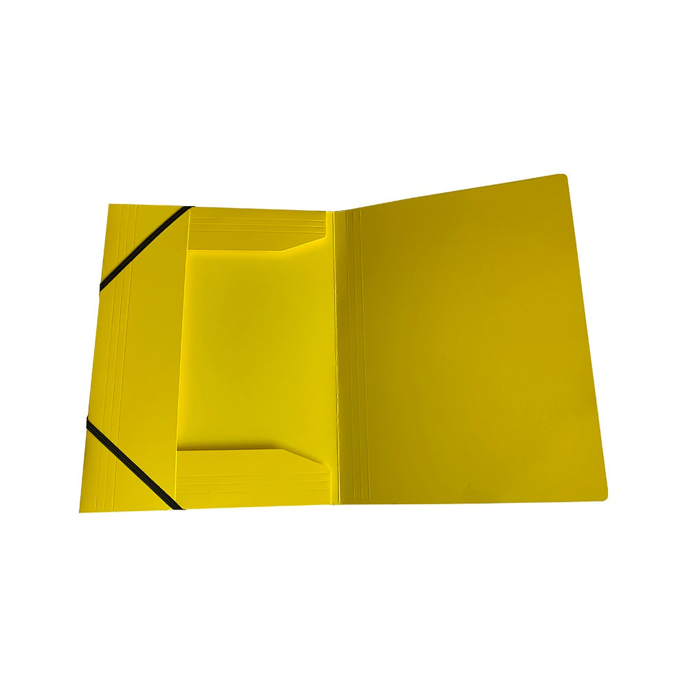 Janrax A4 Yellow Laminated Card 3 Flap Folder with Elastic Closure