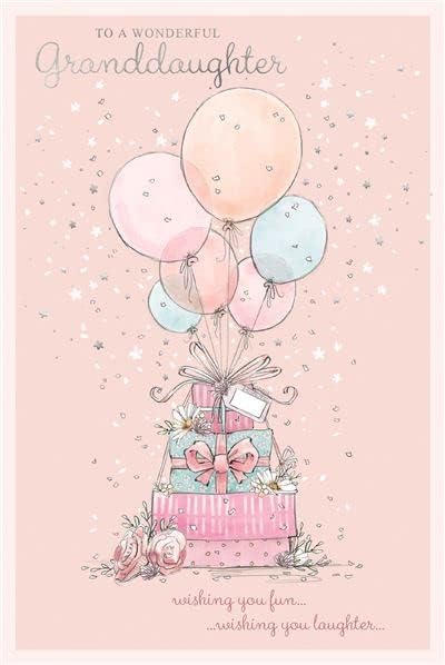 Balloons and Gifts Granddaughter Birthday Card