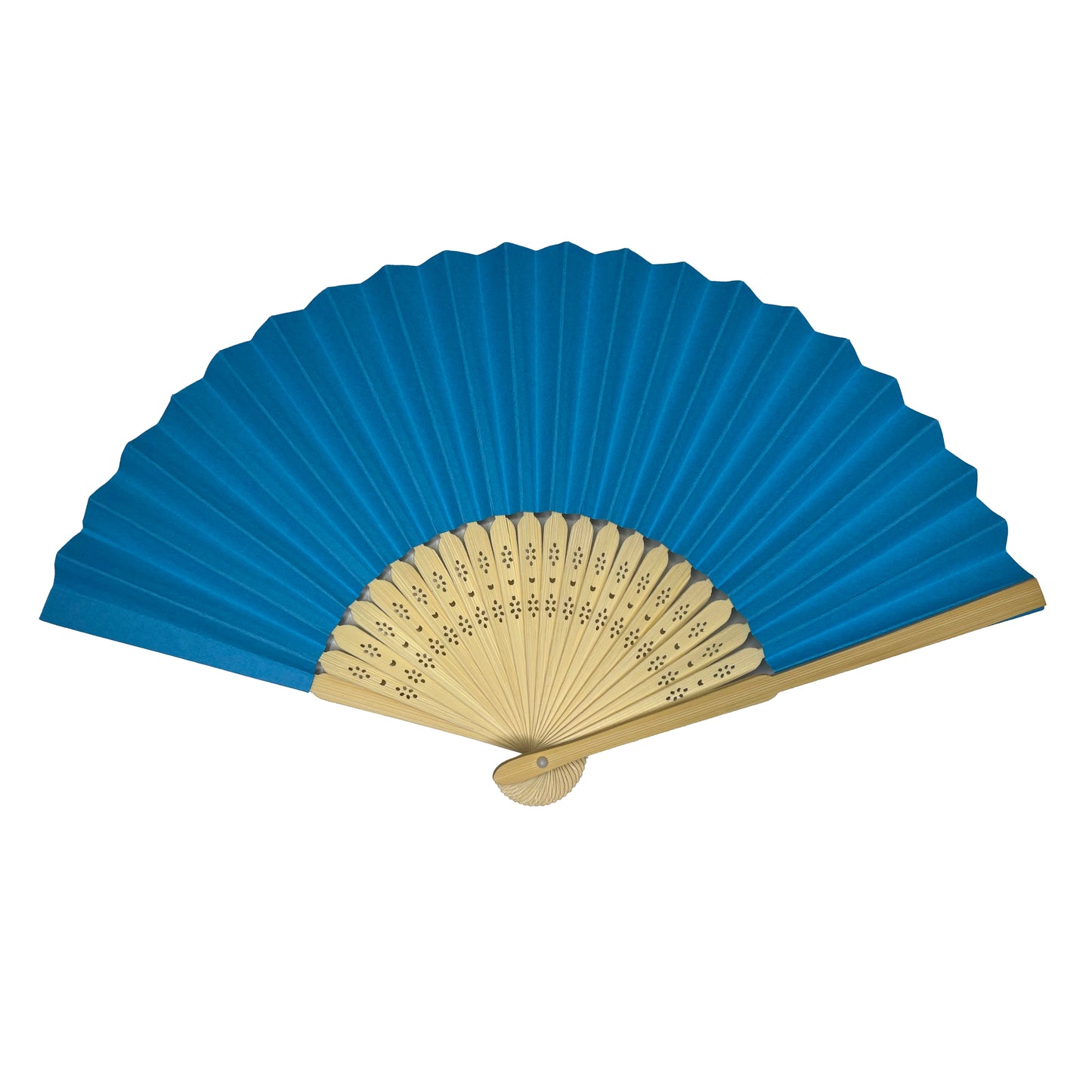 Pack of 10 Blue Paper Foldable Hand Held Bamboo Wooden Fans by Parev