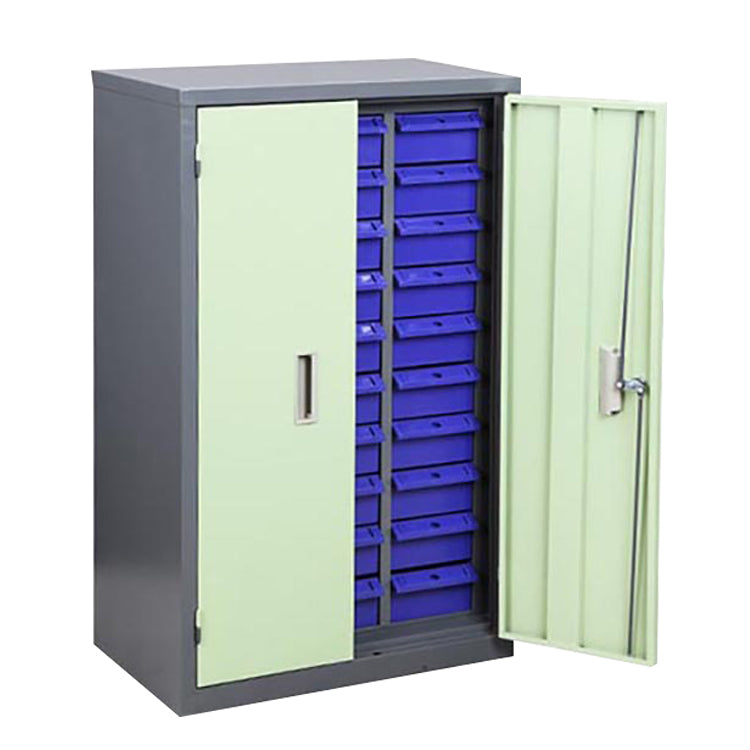 Blue 30 Drawers Parts Cabinet Storage Unit with Metal Door and Lock