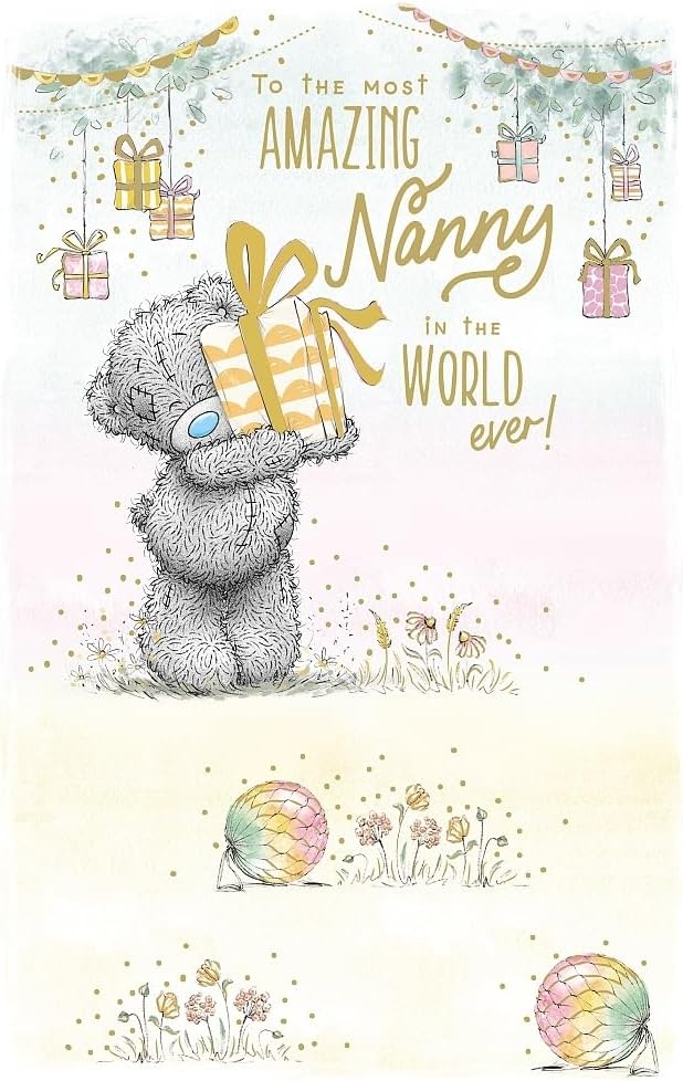 Bear Holding Gift Nanny Birthday Card