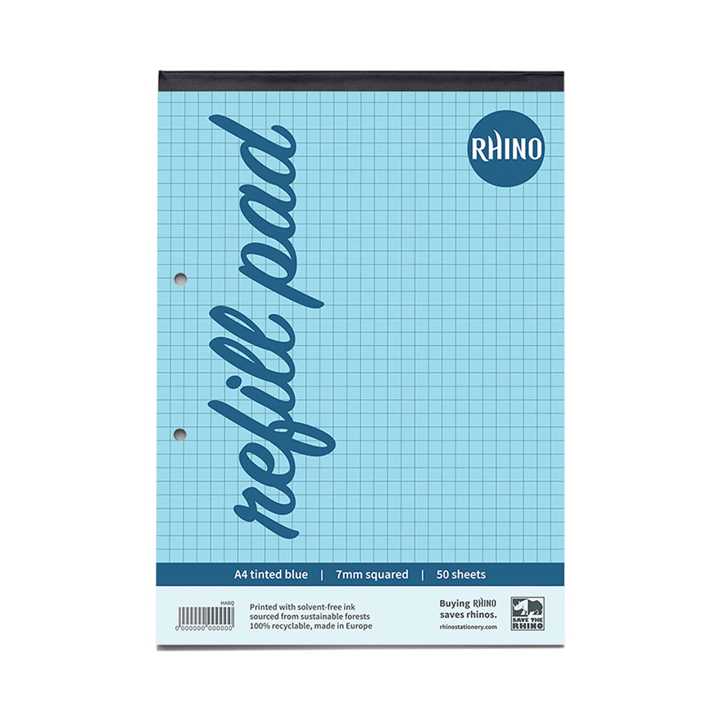 Pack of 6 Rhino A4 Blue Paper 100 Page 7mm Squared Refill Pads