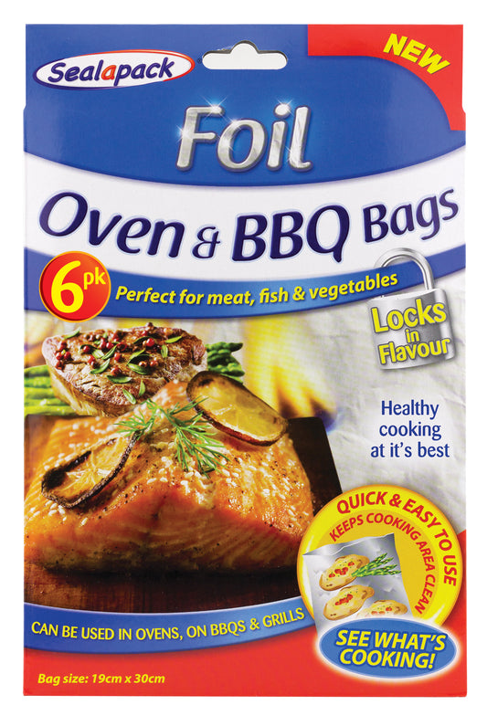 Pack of 6 Foil Oven and BBQ Bags