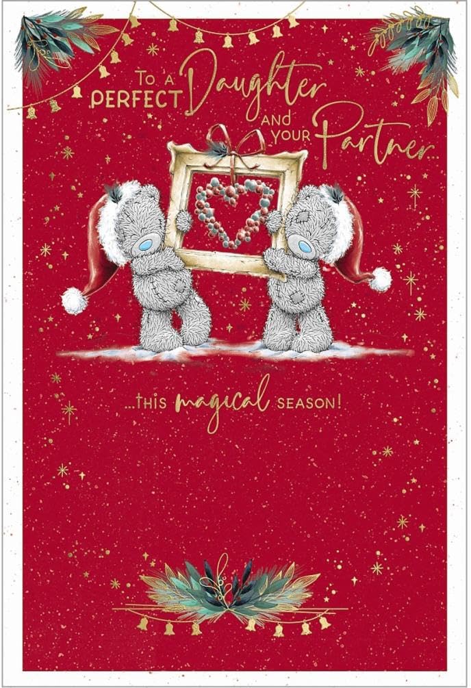 Bears Holding Frame Daughter And Partner Christmas Card