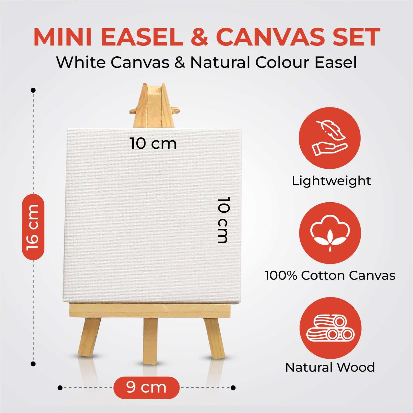 Pack of 12 Mini Easel and Canvas Sets
