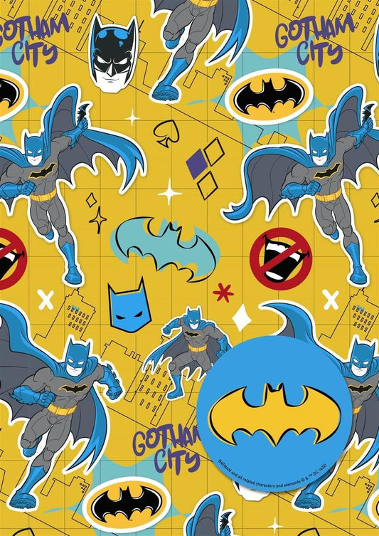 Batman 2 Sheets Of Gift Wrap And 2 Gift Tags