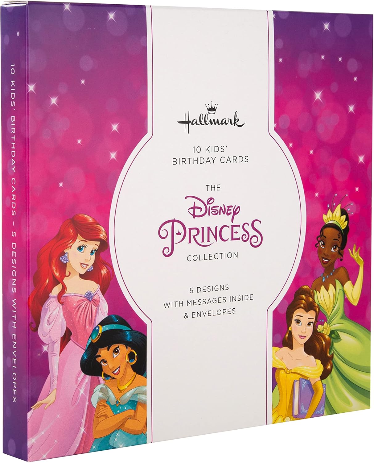 Multipack of 10 in 5 Disney Princess Designs Kids Birthday Cards