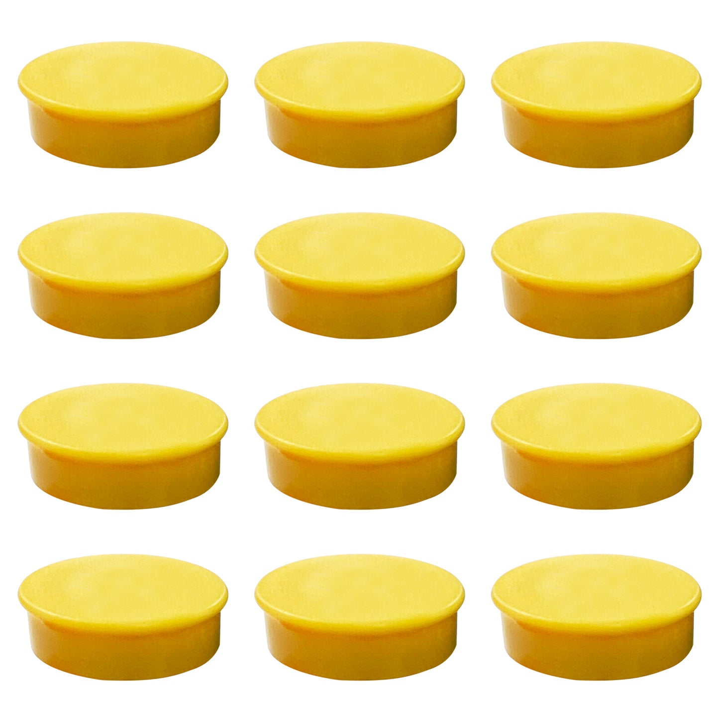 Pack of 36 Yellow Coloured Round Flat Magnets - 24mm Whiteboard Notice Board Office Fridge