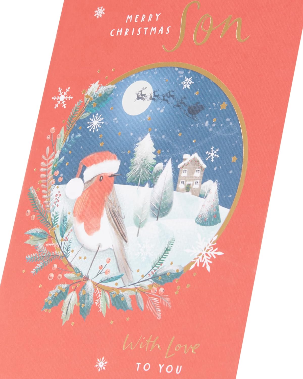 Snowy Robin Design Son Christmas Card