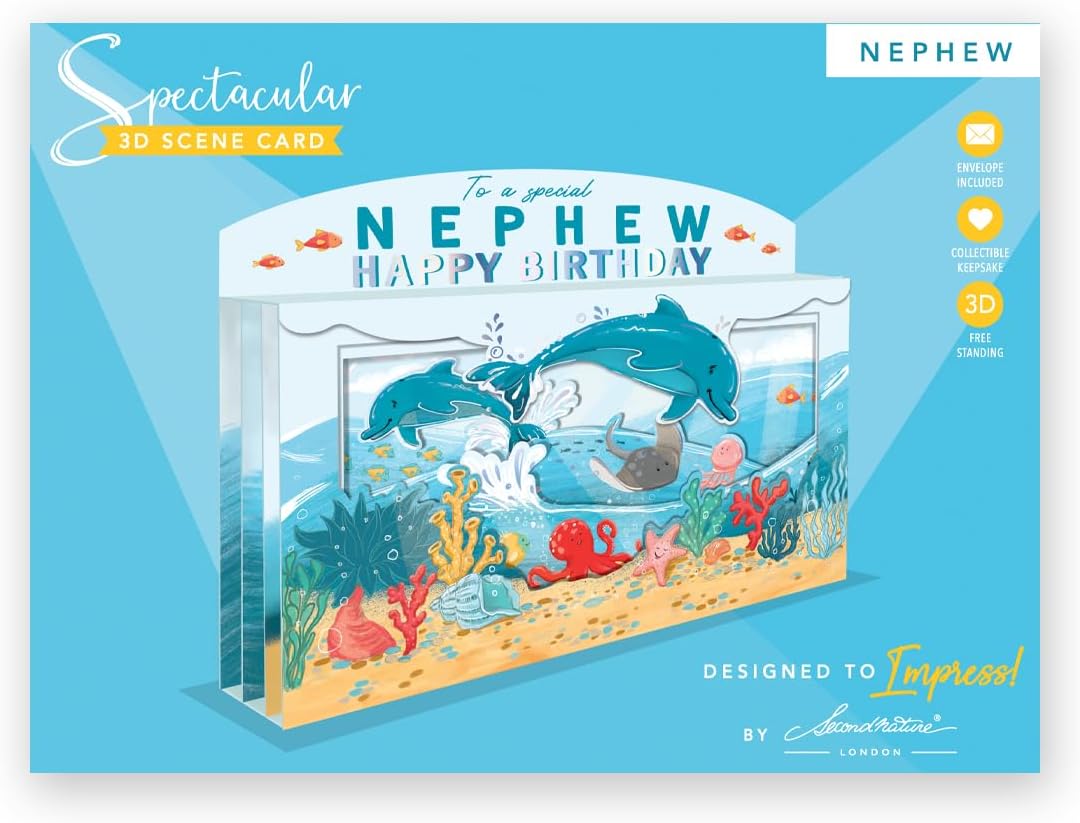 Spectacular 3D Dolphins Under The Sea Nephew Birthday Card