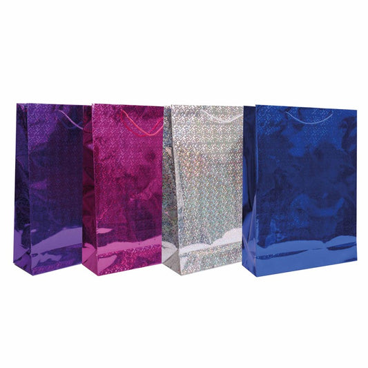 Pack of 12 Large Assorted Holographic Gift Bags