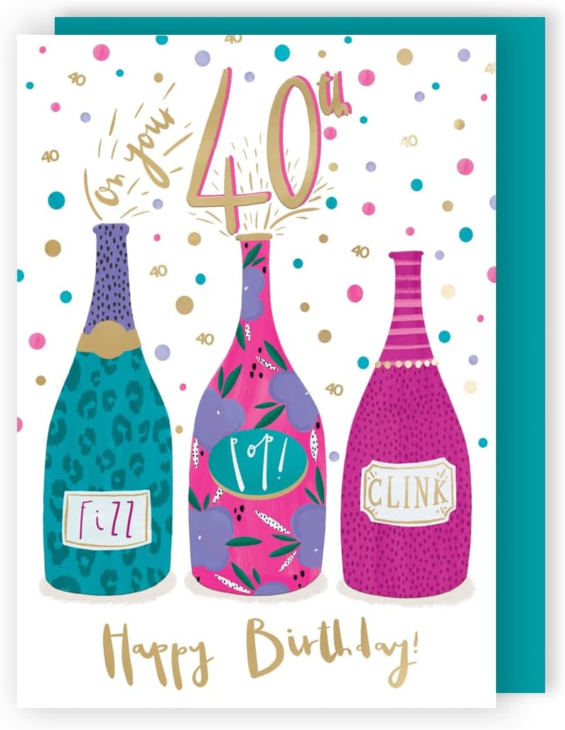 Bubbly Blooms Contemporary 40th Birthday Card