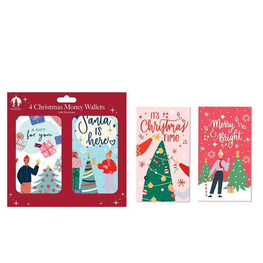 Pack of 4 Contemporary Christmas Money Wallets