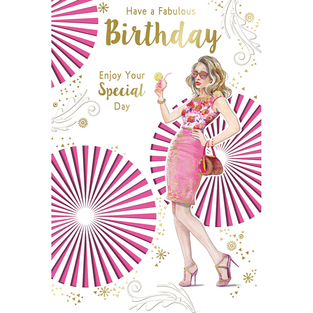 Have a Fabulous Birthday Enjoy Your Special Day Open Female Celebrity Style Greeting Card