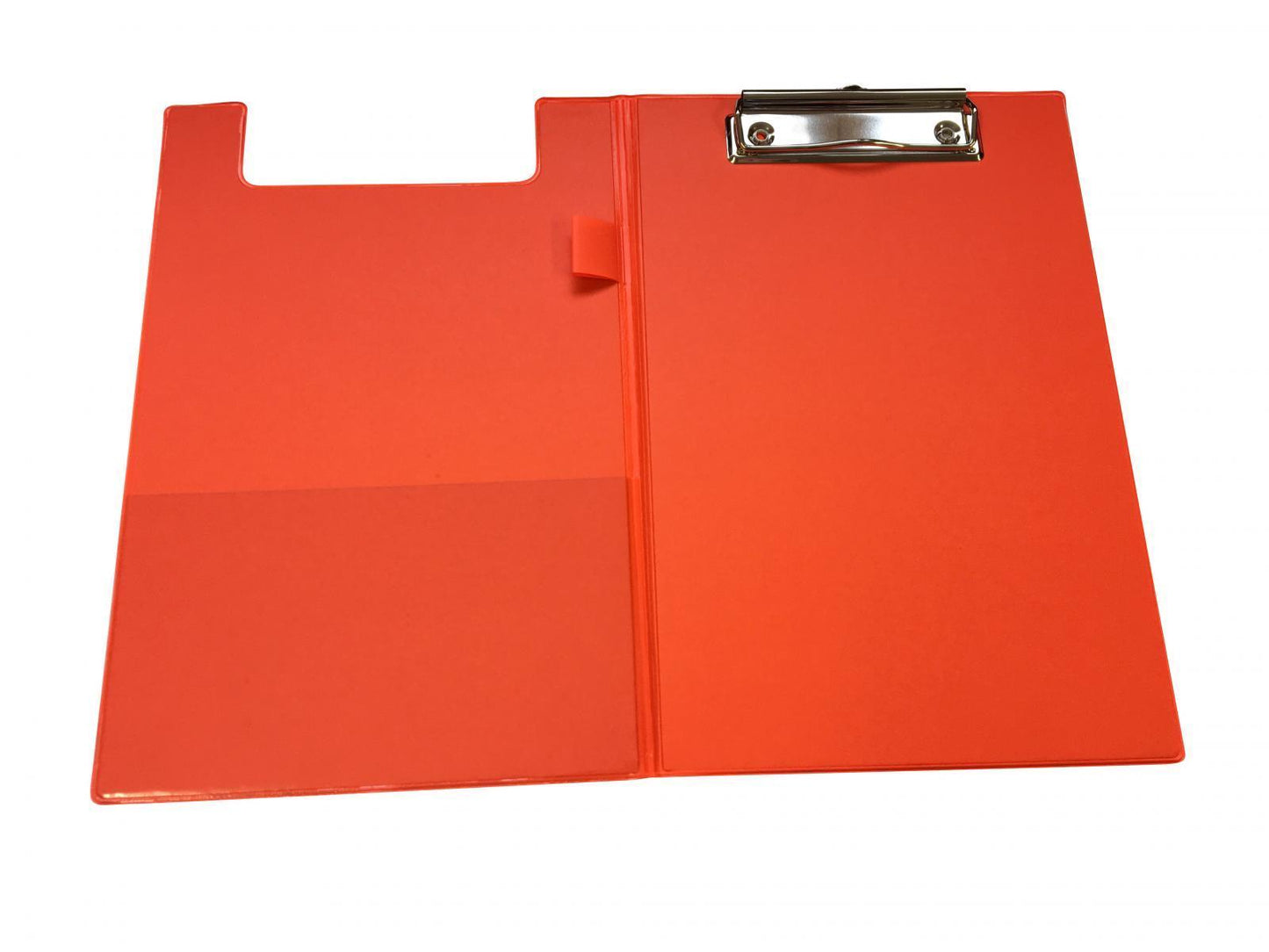 A5 Neon Orange Foldover Clipboard with Pen Holder