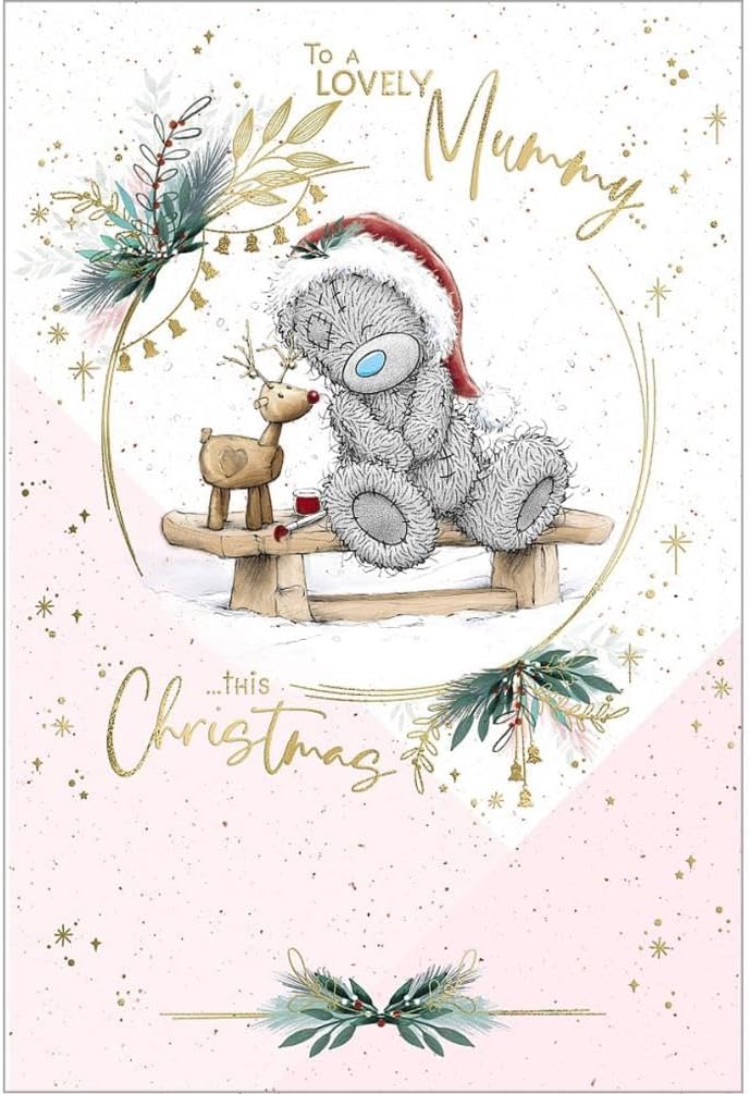 Bear Sitting With Reindeer Mummy Christmas Card