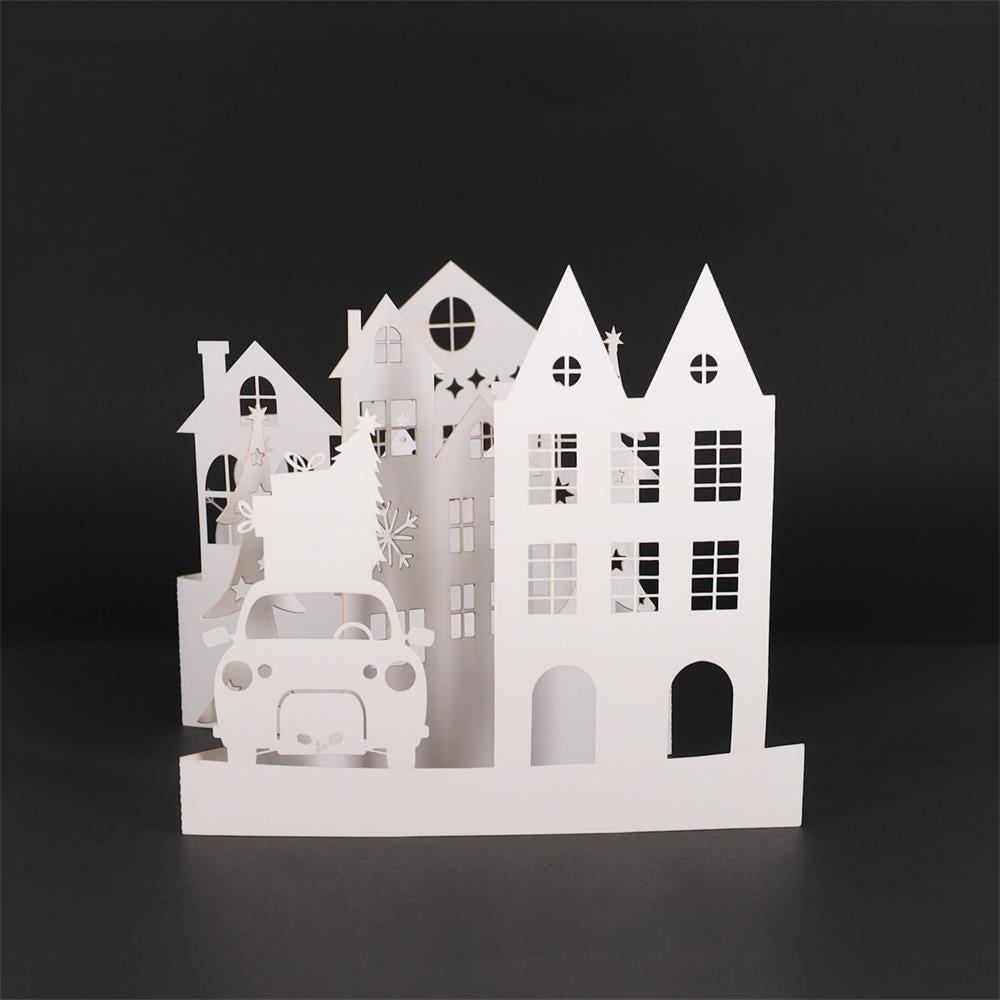 Colour Your Own Laser Cut Christmas Scene Festive Greeting Card by Icon Craft